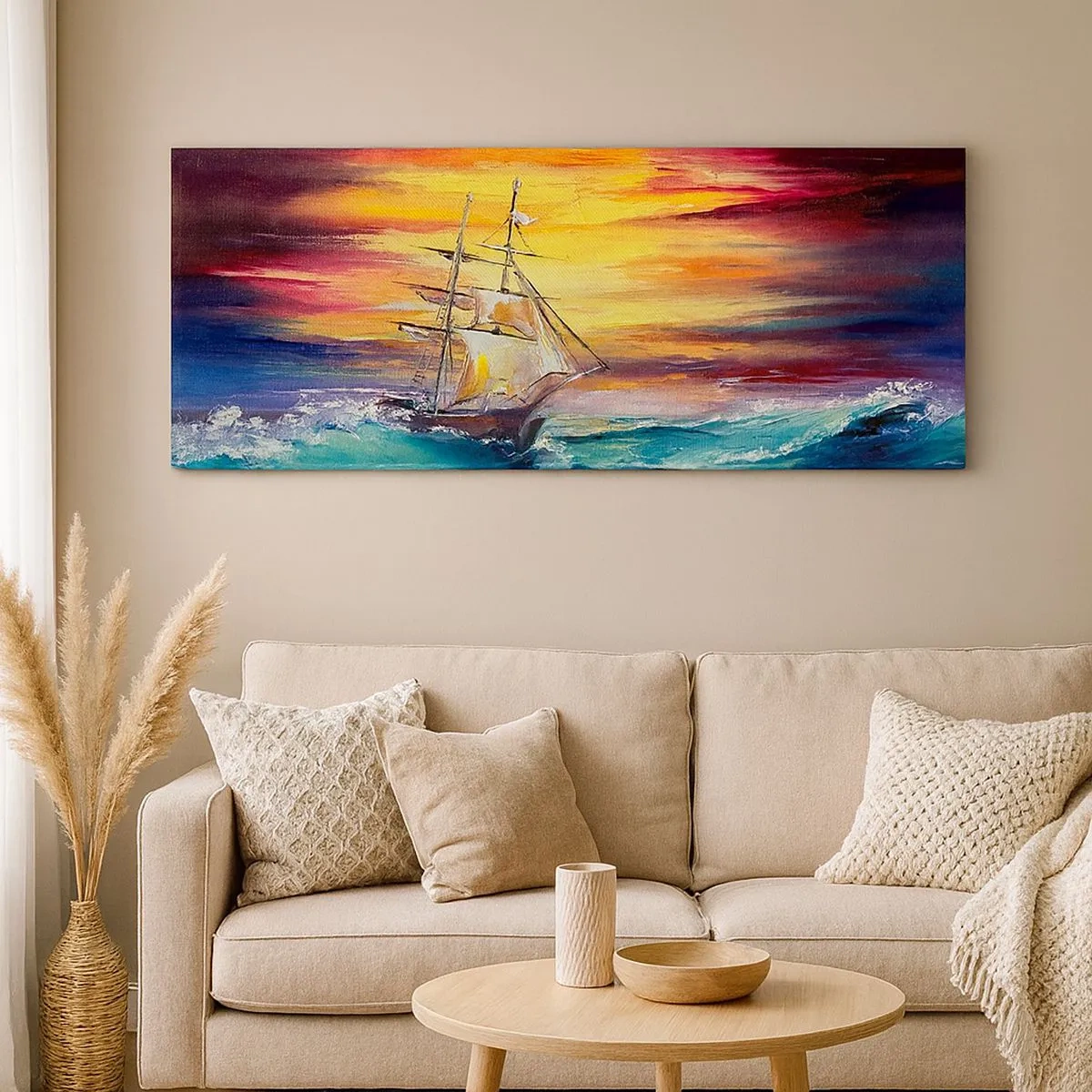 Schilderen op canvas - Dapper onder de golven - 100x40 cm