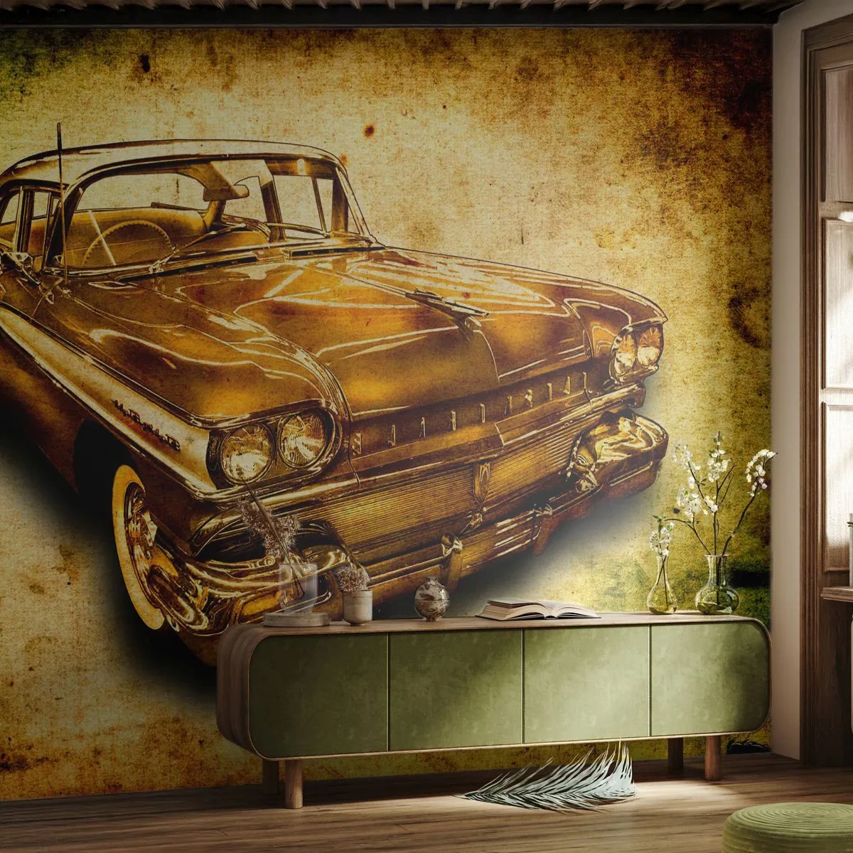 Fotobehang Premium Sand - De eeuwige schoonheid van de klassiekers - Automobiel, Klassieke auto, Hobby - 100x70 cm