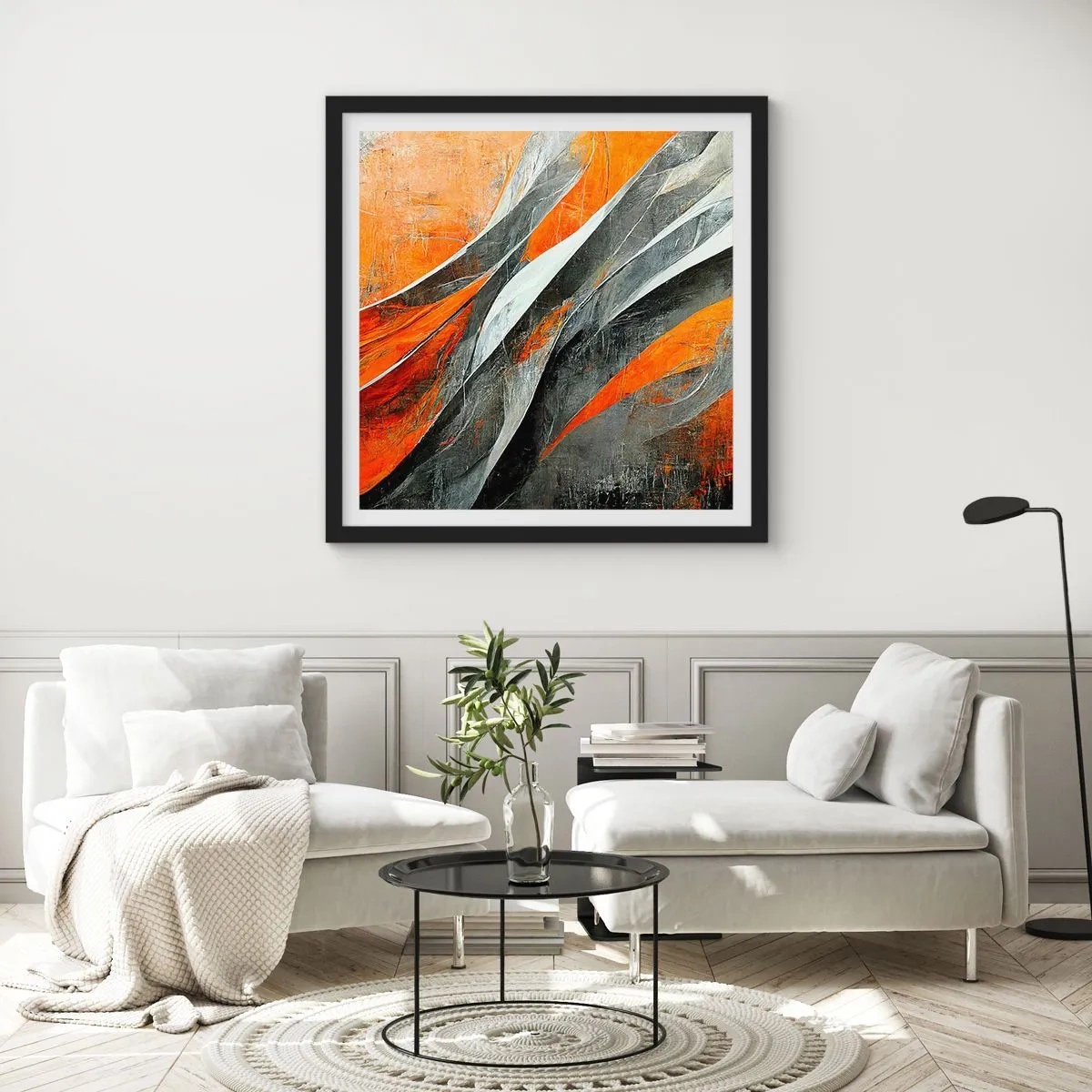 Poster in een zwarte lijst - Hitte en koude - 40x40 cm