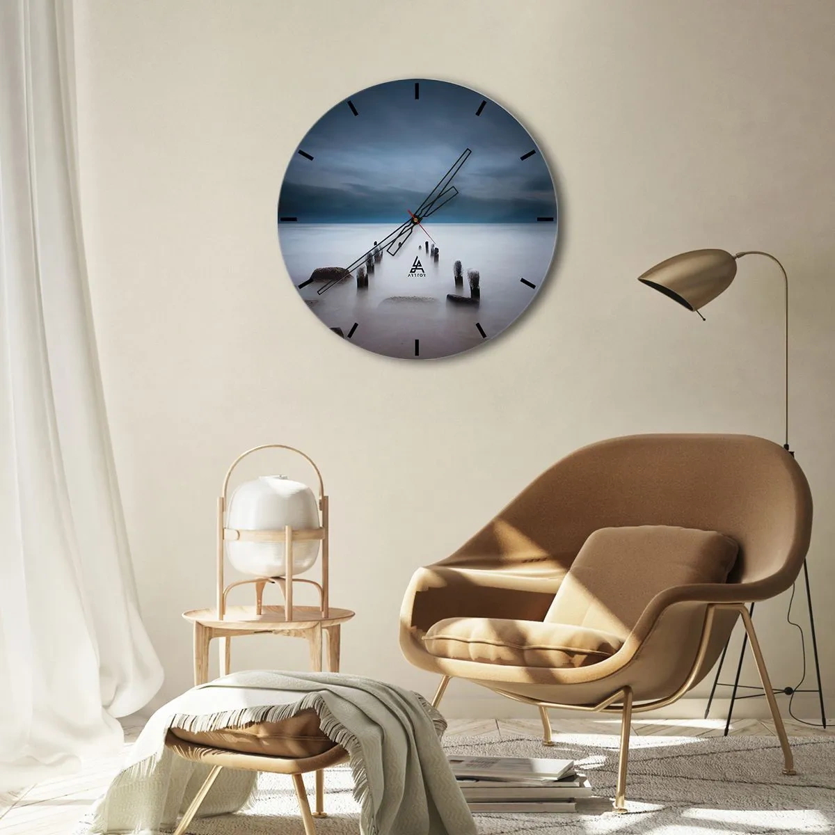 Wandklok - Klok - Peinzend meer - 40x40 cm