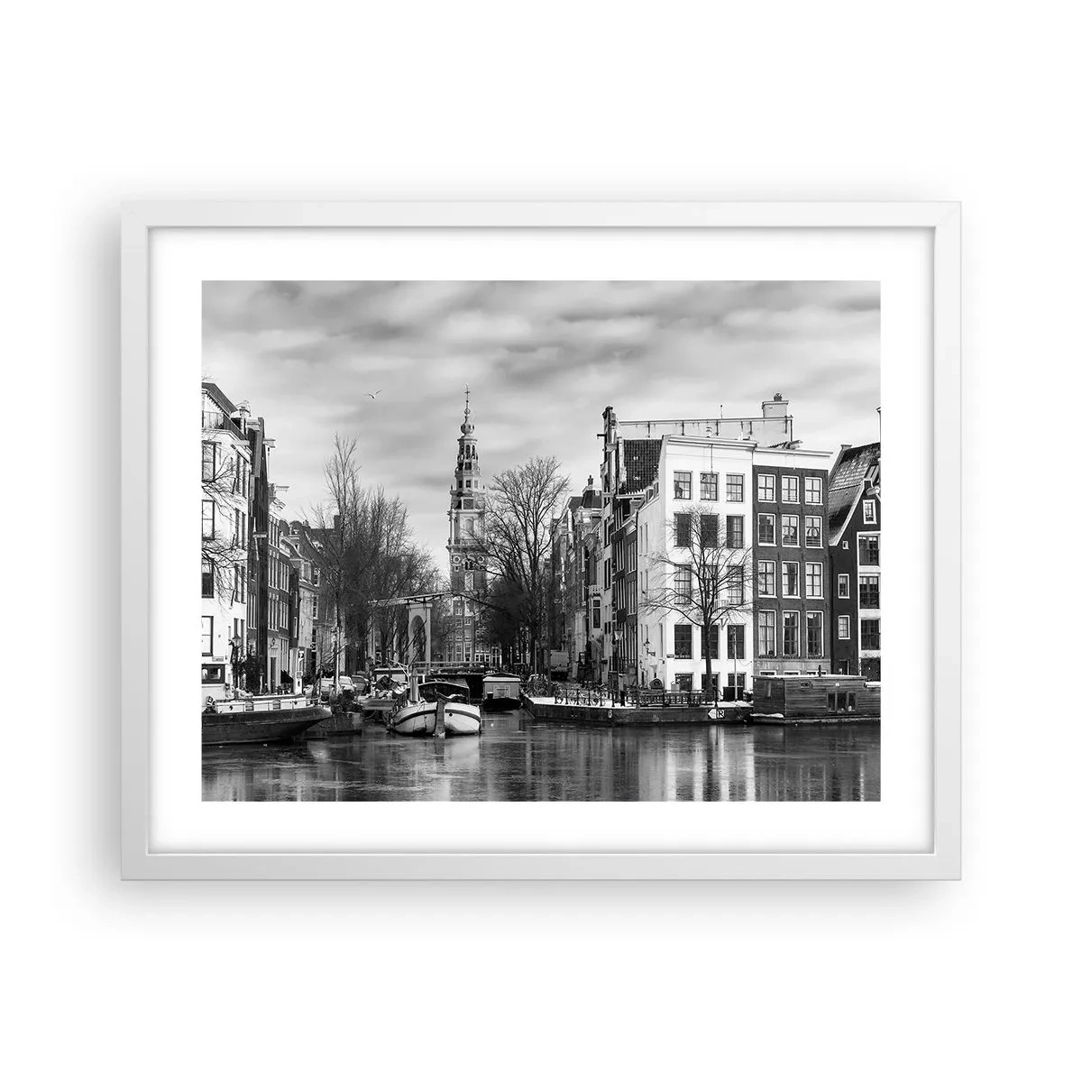 Poster in een witte lijst - Amsterdamse sferen - 50x40 cm