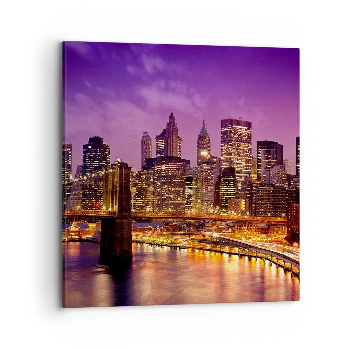 Schilderen op canvas - Violet-goud Manhattan - 70x70 cm