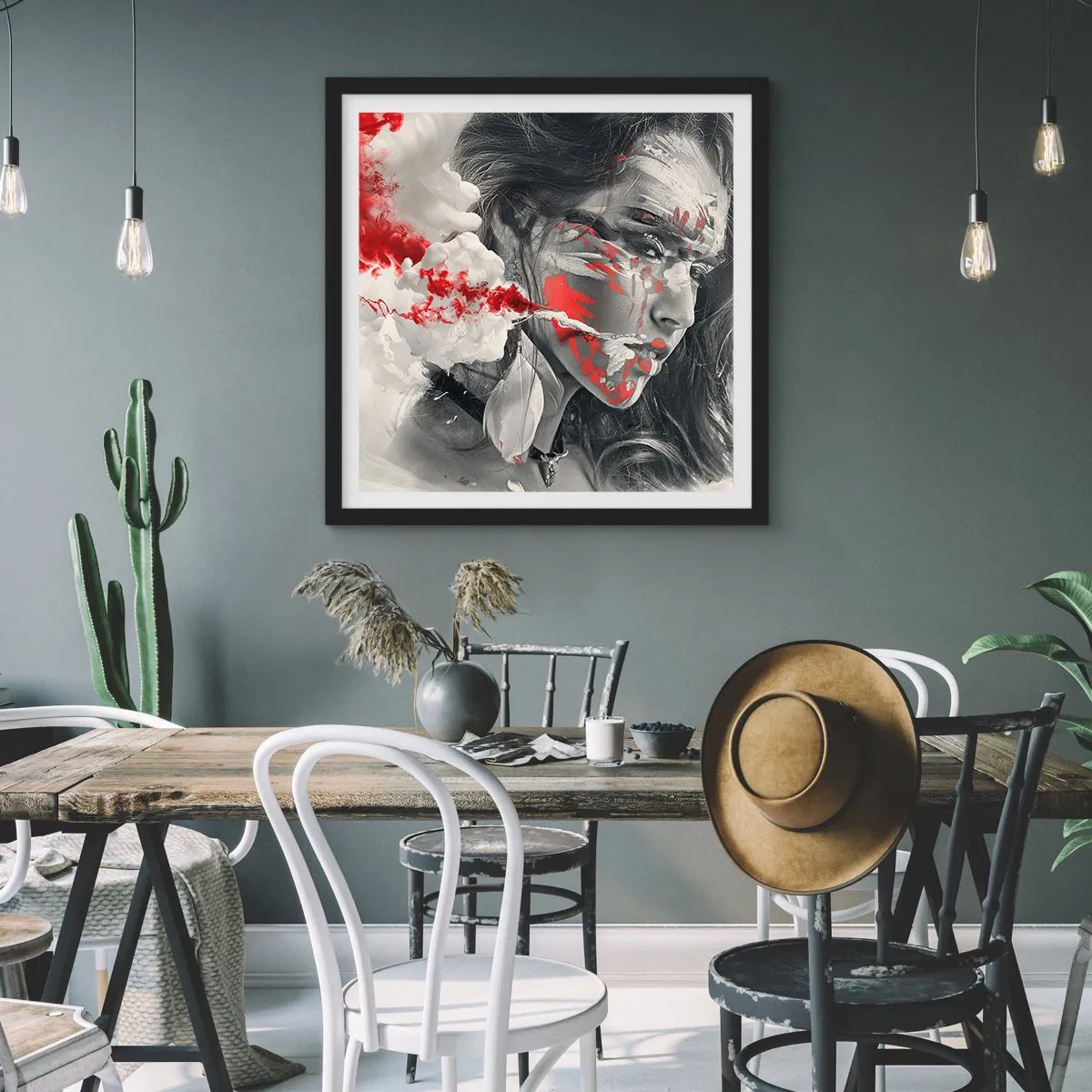 Poster in een zwarte lijst - In de dampen van absurditeit - 30x30 cm