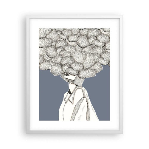 Poster in een witte lijst - Met hoofd in de wolken - 40x50 cm
