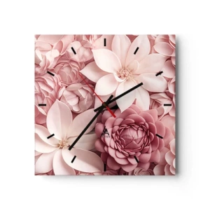 Wandklok - Klok - In roze bloemblaadjes - 30x30 cm