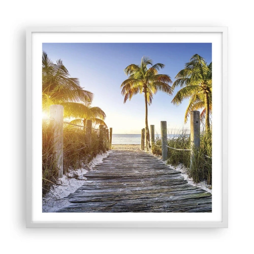 Poster in een witte lijst - Rechtstreeks naar het paradijs - 60x60 cm