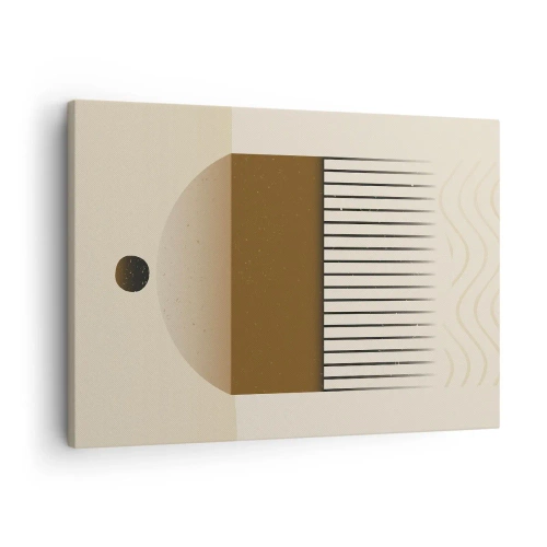 Schilderen op canvas - Abstracte geometrische compositie in beige en bruine tinten - 70x50cm - verschillende staten - Moderne wanddecoratie voor woonkamer en slaapkamer ARTTOR