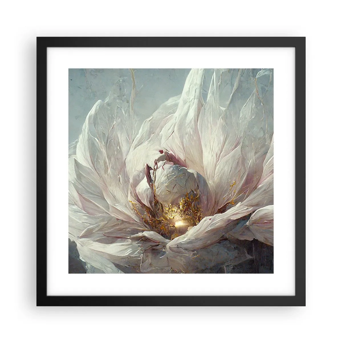 Poster in een zwarte lijst - Hij bloeit eens in de honderd jaar - 40x40 cm