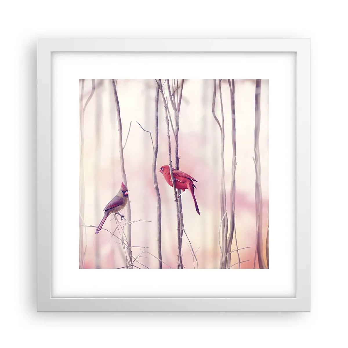 Poster in een witte lijst - Verhaal van het roze woud - 30x30 cm