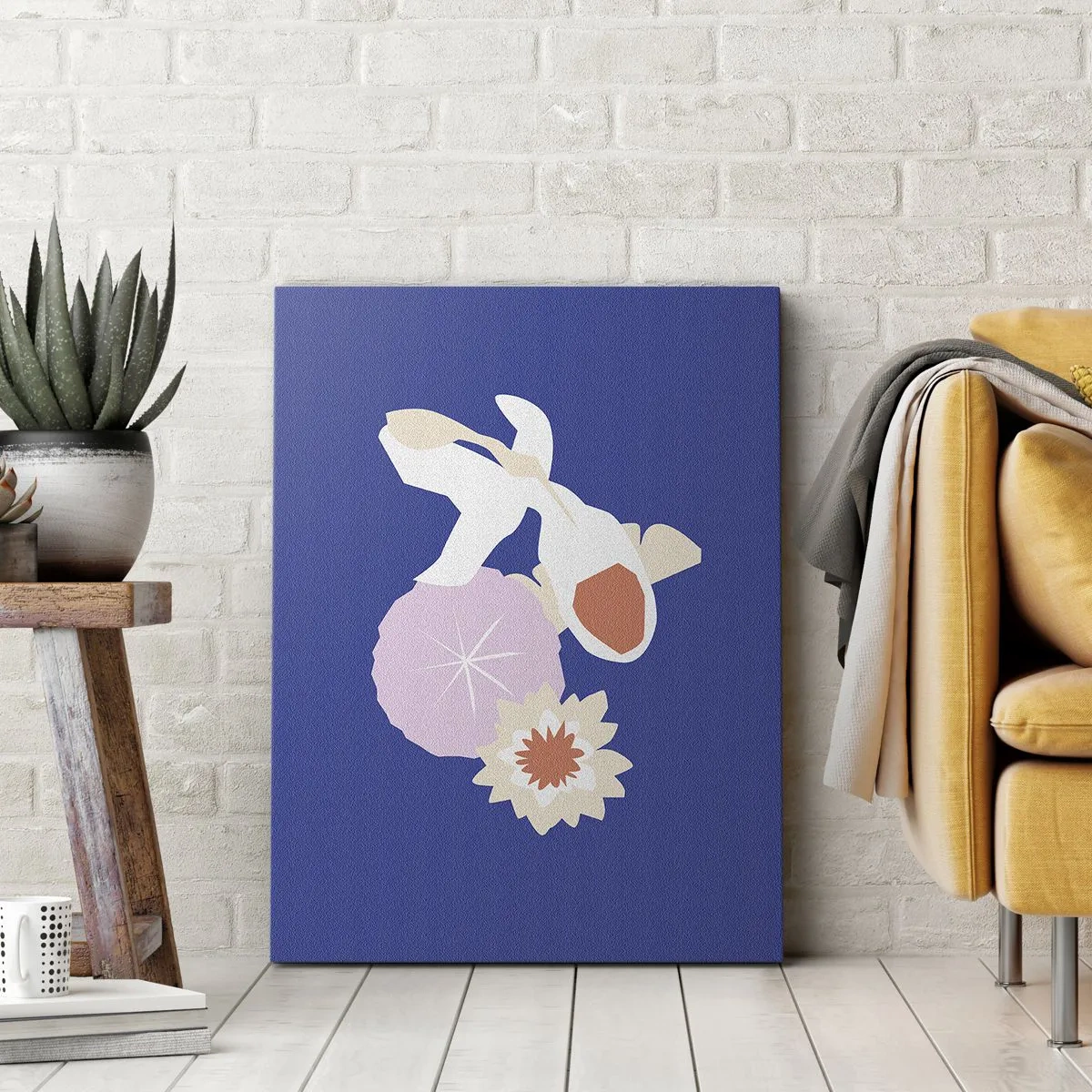 Schilderen op canvas - Compositie van bloemen en knoppen - 55x100 cm