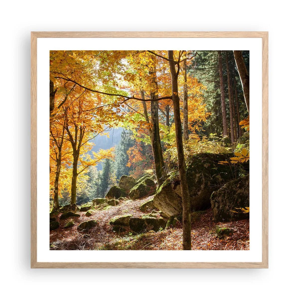 Een poster in een licht eiken lijst - Tijd om te ontspannen - 60x60 cm