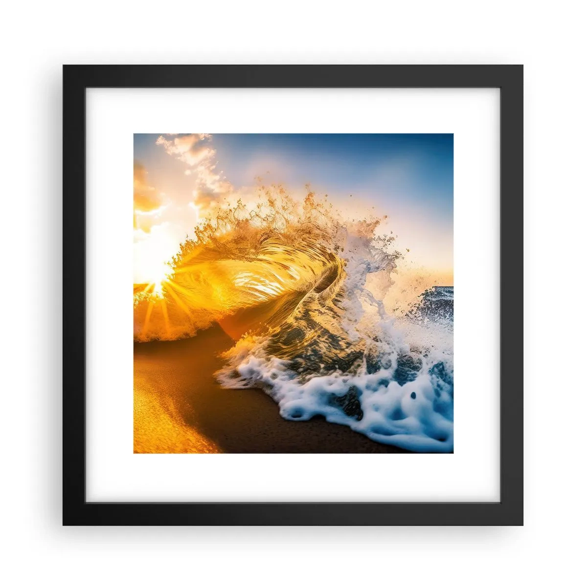 Poster in een zwarte lijst - Plezier in het zand - 30x30 cm