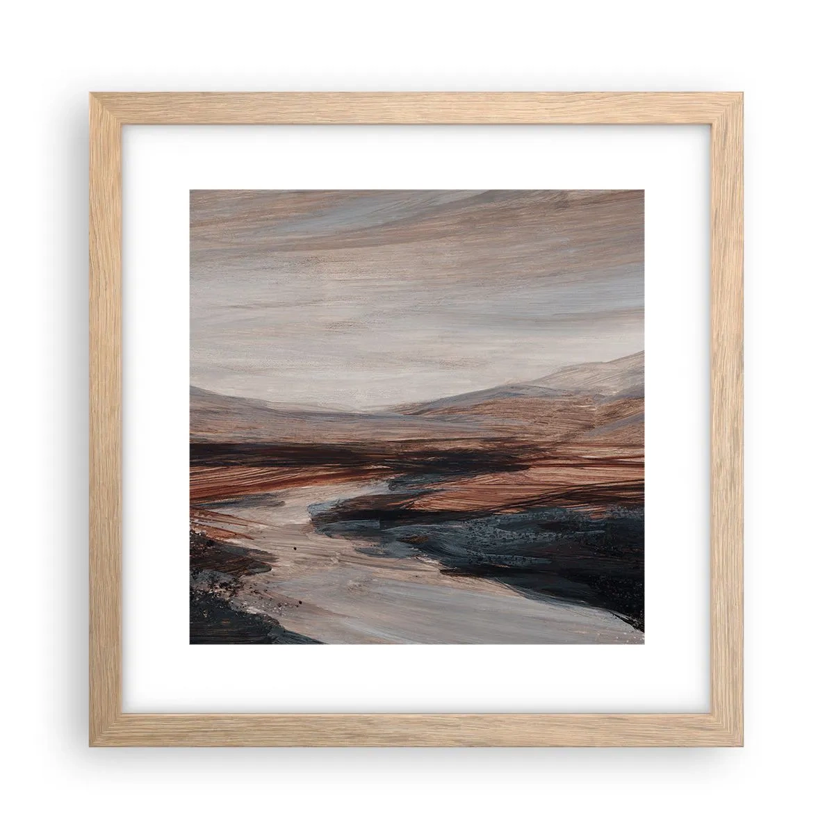 Een poster in een licht eiken lijst - Een rustige vallei - 30x30 cm
