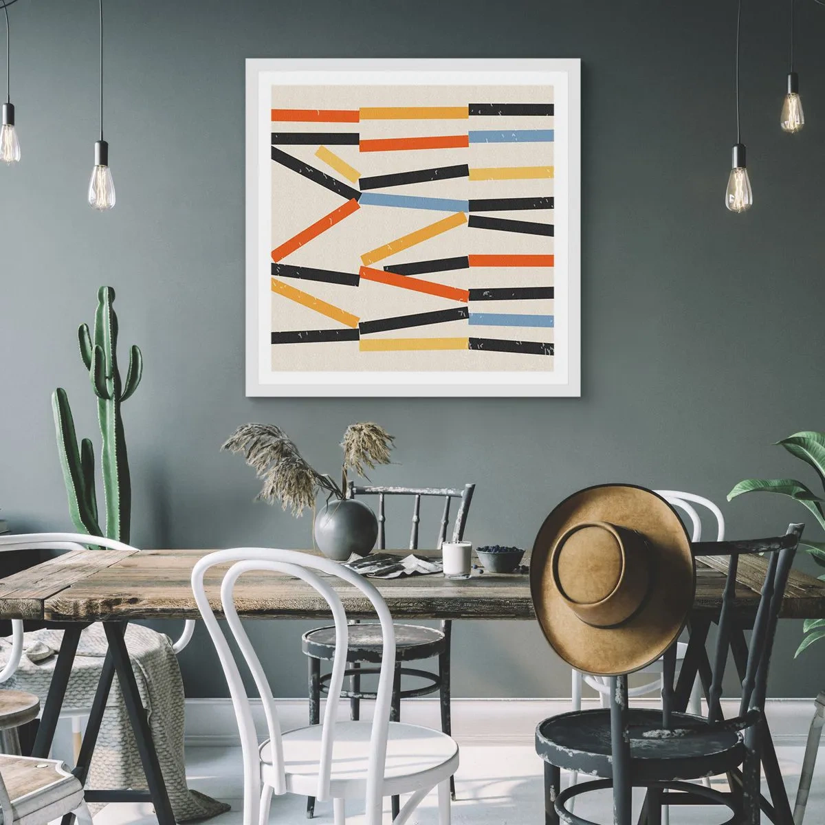 Poster in een witte lijst - Compositie op goed niveau - 50x50 cm