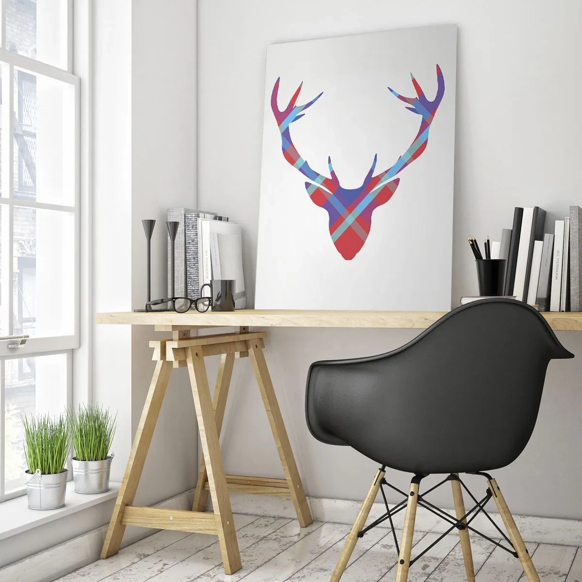 Schilderen op glas - Schotse herten - 50x70 cm