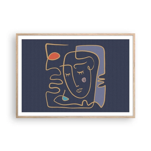 Een poster in een licht eiken lijst - In nadenken - 100x70 cm