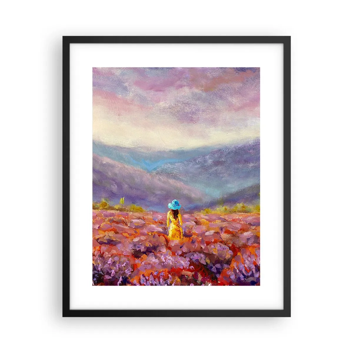 Poster in een zwarte lijst - In een lavendelwereld - 40x50 cm