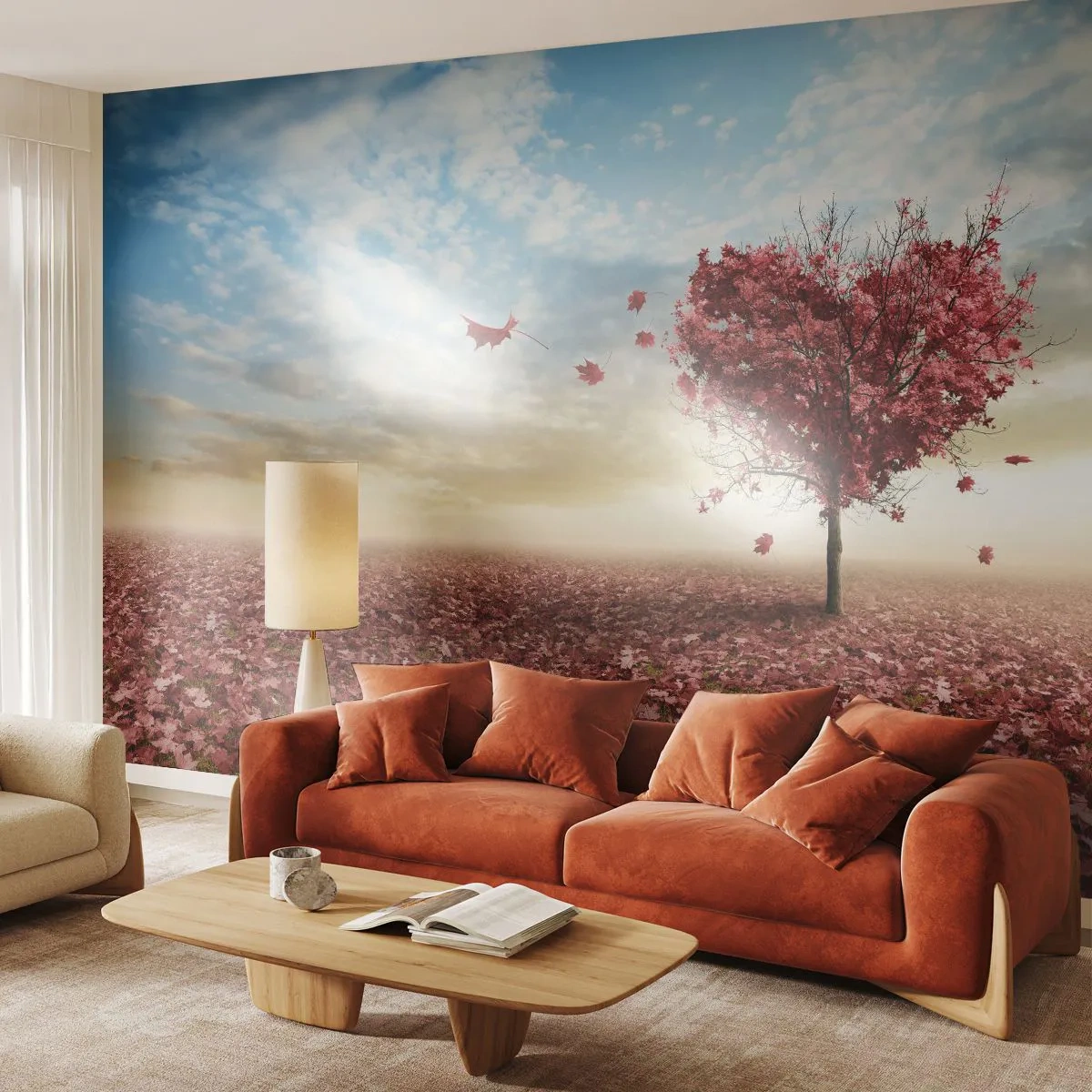 Fotobehang Premium Sand - Word ook verliefd - Landschap, Grafisch, Boom - 100x70 cm