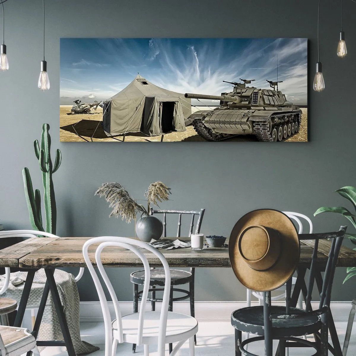 Schilderen op canvas - Een militaire droom - 160x50 cm