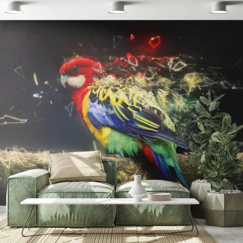 Fotobehang Premium Canvas - Boodschapper van uitstraling - Abstractie, Papegaai, Vogel - 500x350 cm