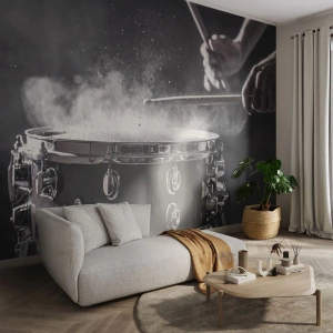 Fotobehang Premium Canvas - De pols van de muziek - Muziek, Een muziekinstrument, Trommel - 250x175 cm