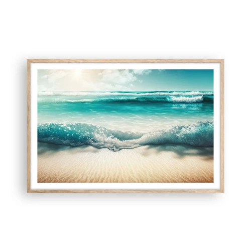 Een poster in een licht eiken lijst - De vrede van de oceaan - 91x61 cm
