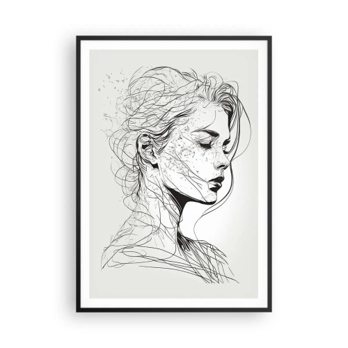 Poster in een zwarte lijst - Portret in gedachten - 70x100 cm