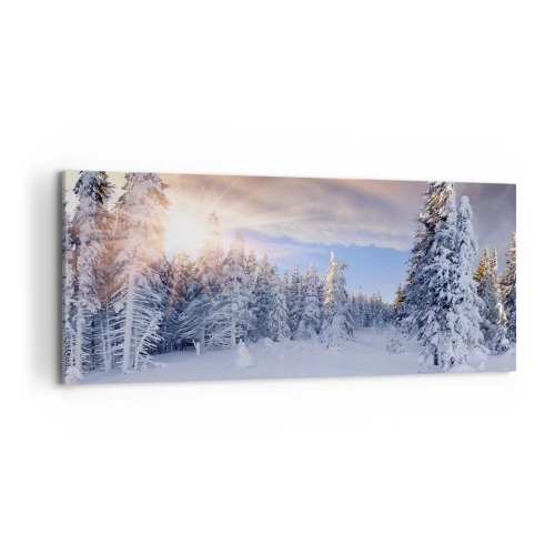 Schilderen op canvas - Het sneeuwspektakel van de natuur - 100x40 cm