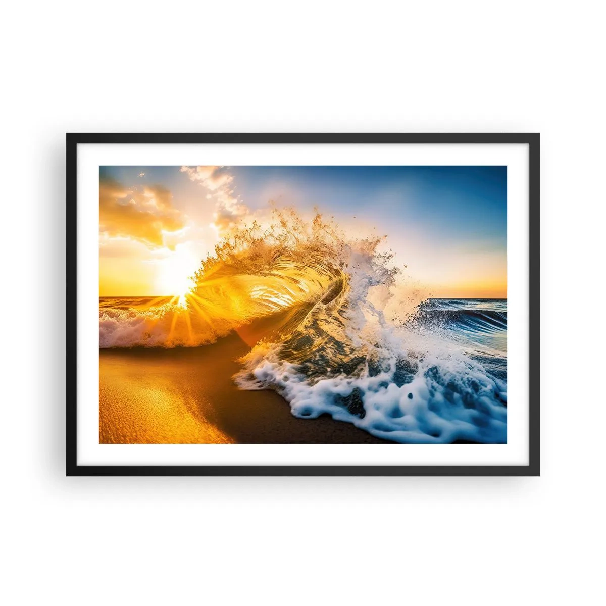 Poster in een zwarte lijst - Plezier in het zand - 70x50 cm