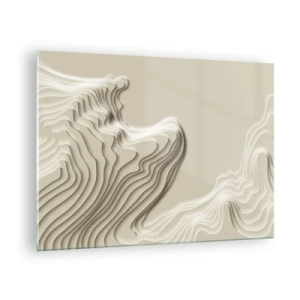 Schilderen op glas - Minimalistische abstractie met topografische lijnen op een beige achtergrond. - 70x50cm - Kunst topografie - Moderne wanddecoratie voor woonkamer en slaapkamer ARTTOR