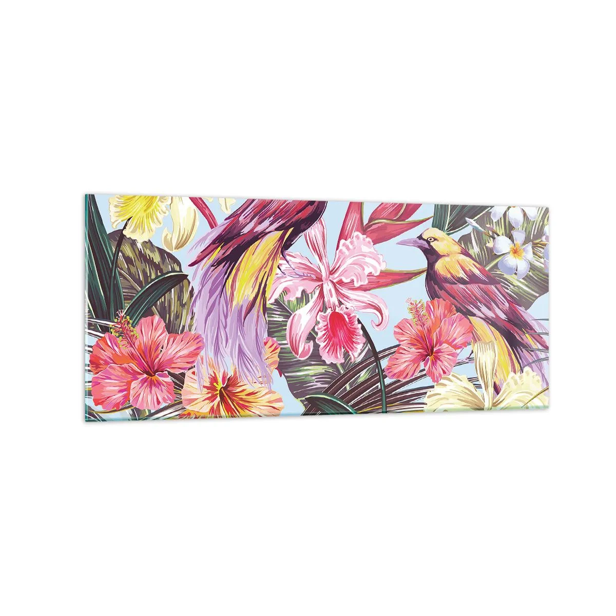 Schilderen op glas - Bloemblaadjes en veren - 120x50 cm