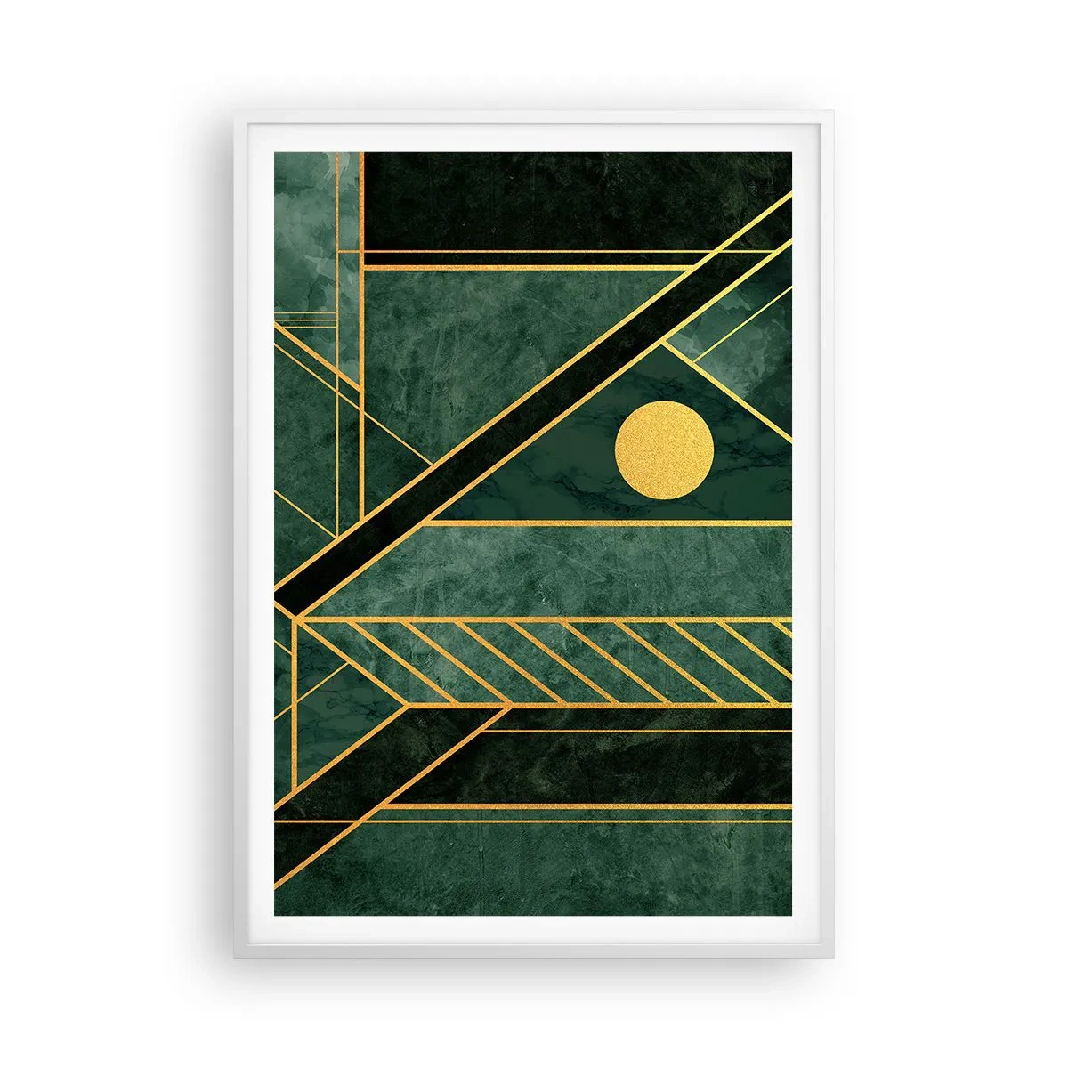 Poster in een witte lijst - Dynamiek van goud en azuur - 70x100 cm