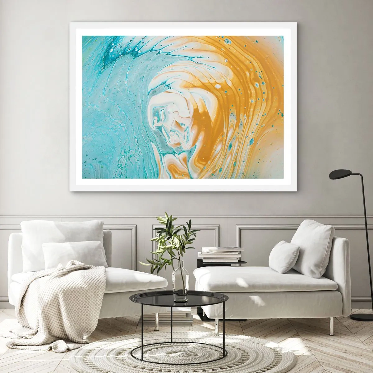 Poster in een witte lijst - Pastel werveling - 40x30 cm