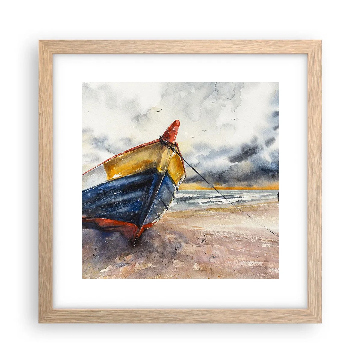 Een poster in een licht eiken lijst - Rust aan de kust - 30x30 cm