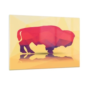 Schilderen op glas - De amarantkracht van de bizon - 120x80 cm