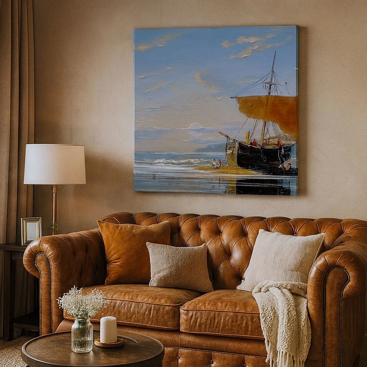 Schilderen op canvas - Water, bodem, lucht - 30x30 cm