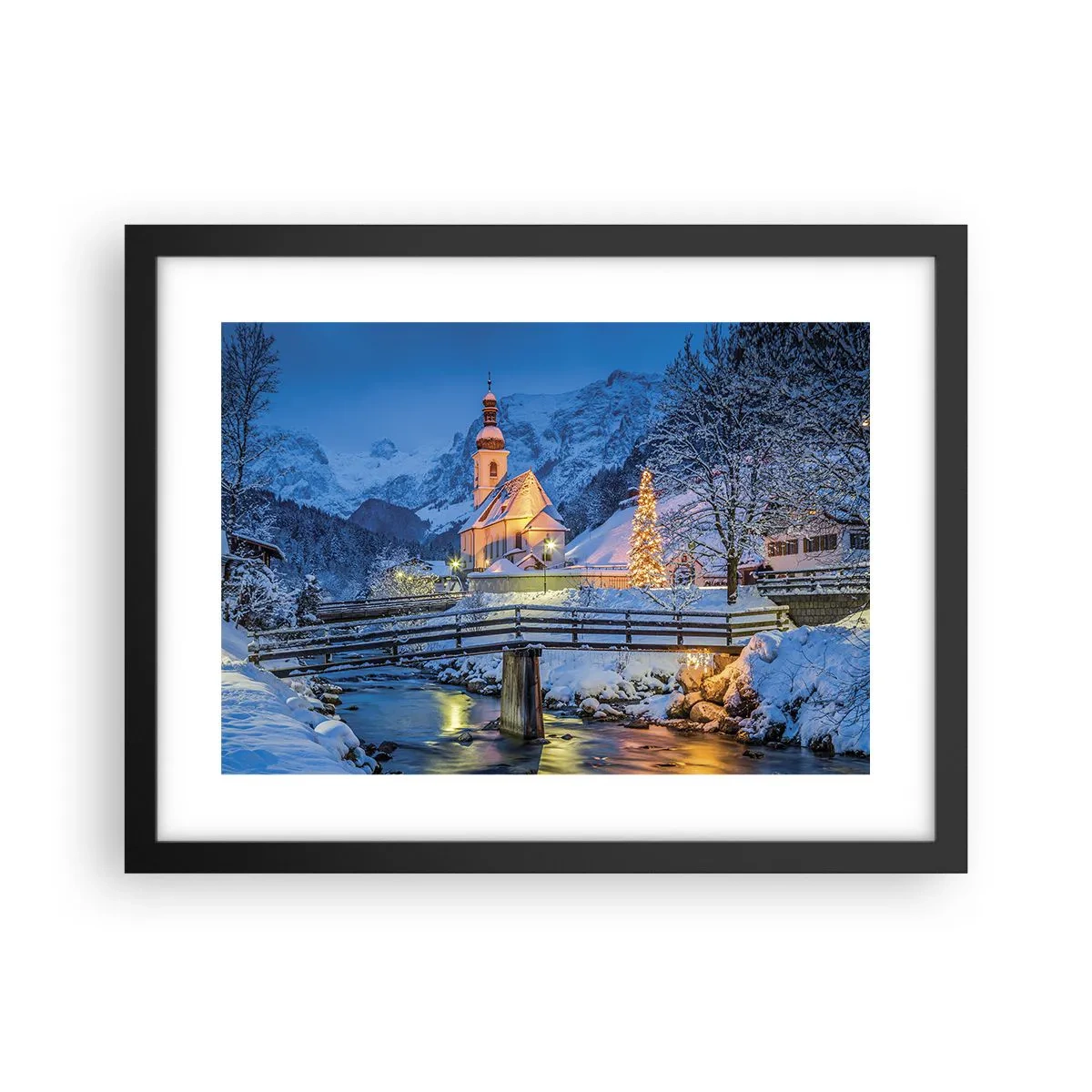 Poster in een zwarte lijst - Kerstgeest - 40x30 cm