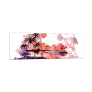 Schilderen op glas - De rust van de tropen in het rood - 160x50 cm