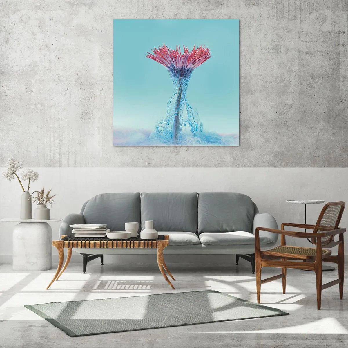 Schilderen op glas - In een verkwikkende omhelzing - 60x60 cm