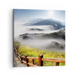 Schilderen op canvas - Geweven van schittering en mist - 70x70 cm