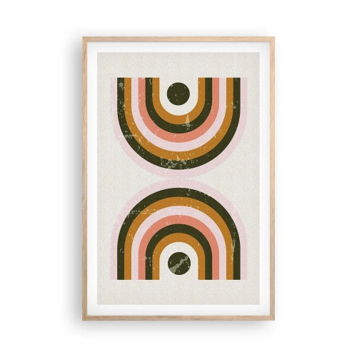 Een poster in een licht eiken lijst - Tweeling abstractie - 61x91 cm