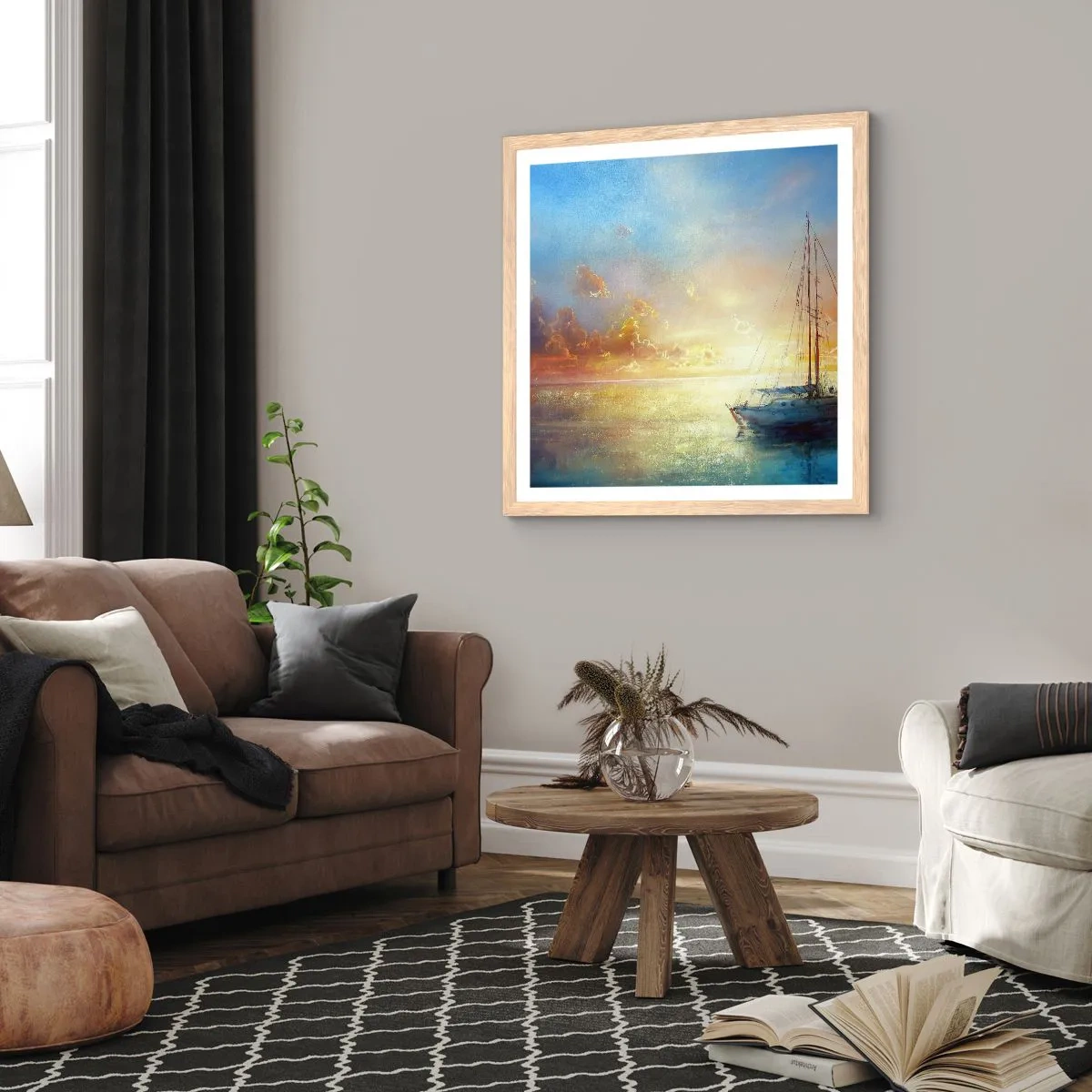 Een poster in een licht eiken lijst - In een gouden baai - 60x60 cm