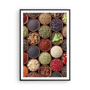 Poster in een zwarte lijst - Alle smaken van de wereld - 70x100 cm