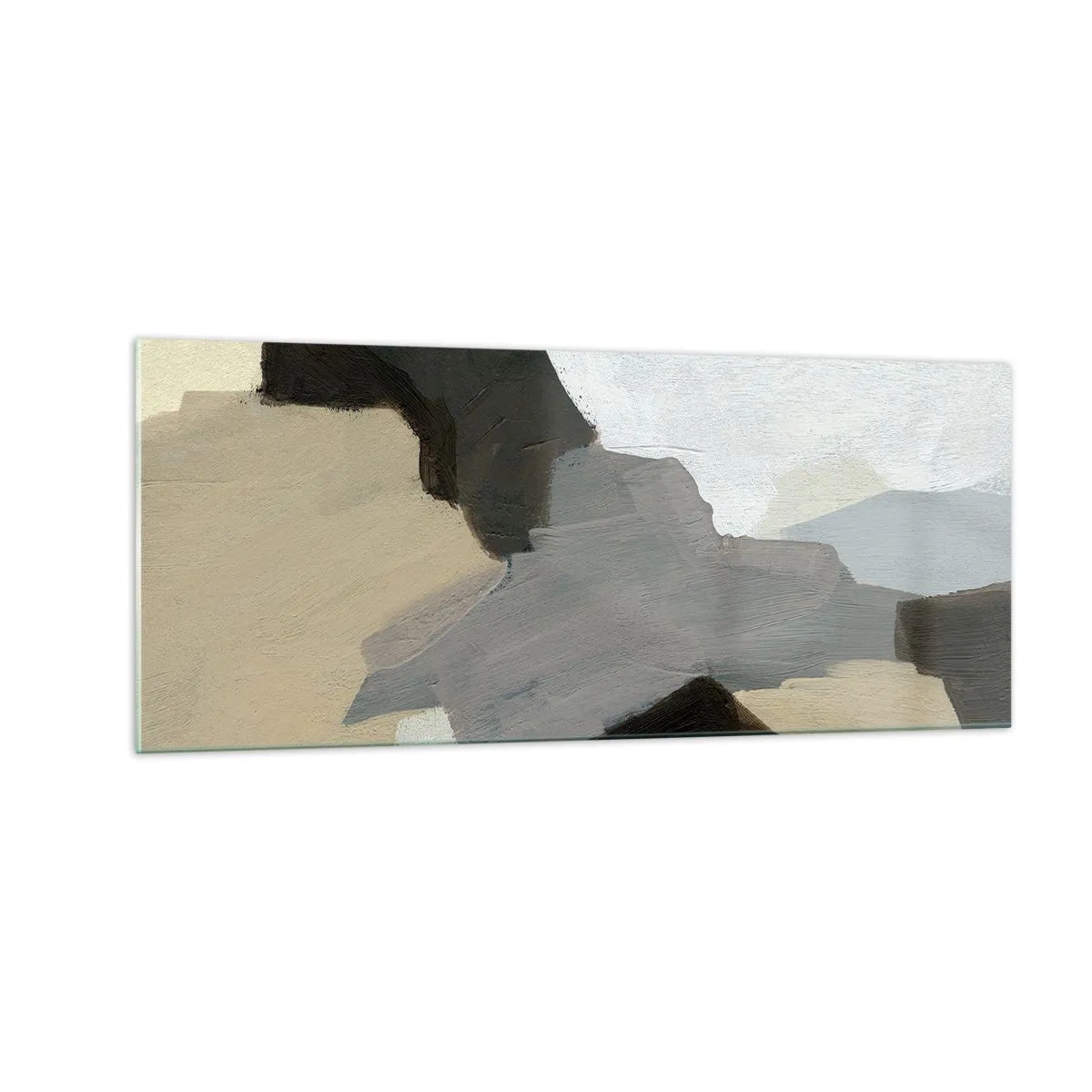 Schilderen op glas - Abstractie: het kruispunt van grijs - 100x40 cm