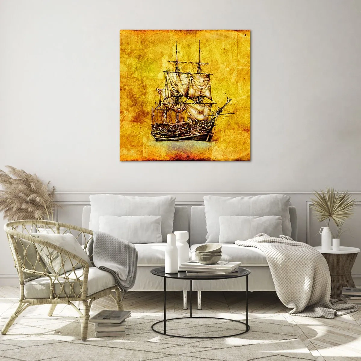 Schilderen op glas - Richting Tortuga! - 70x70 cm