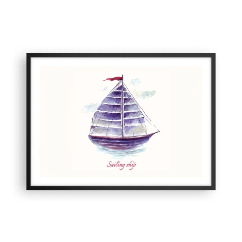 Poster in een zwarte lijst - Volle zeilen en rustig water - 70x50 cm