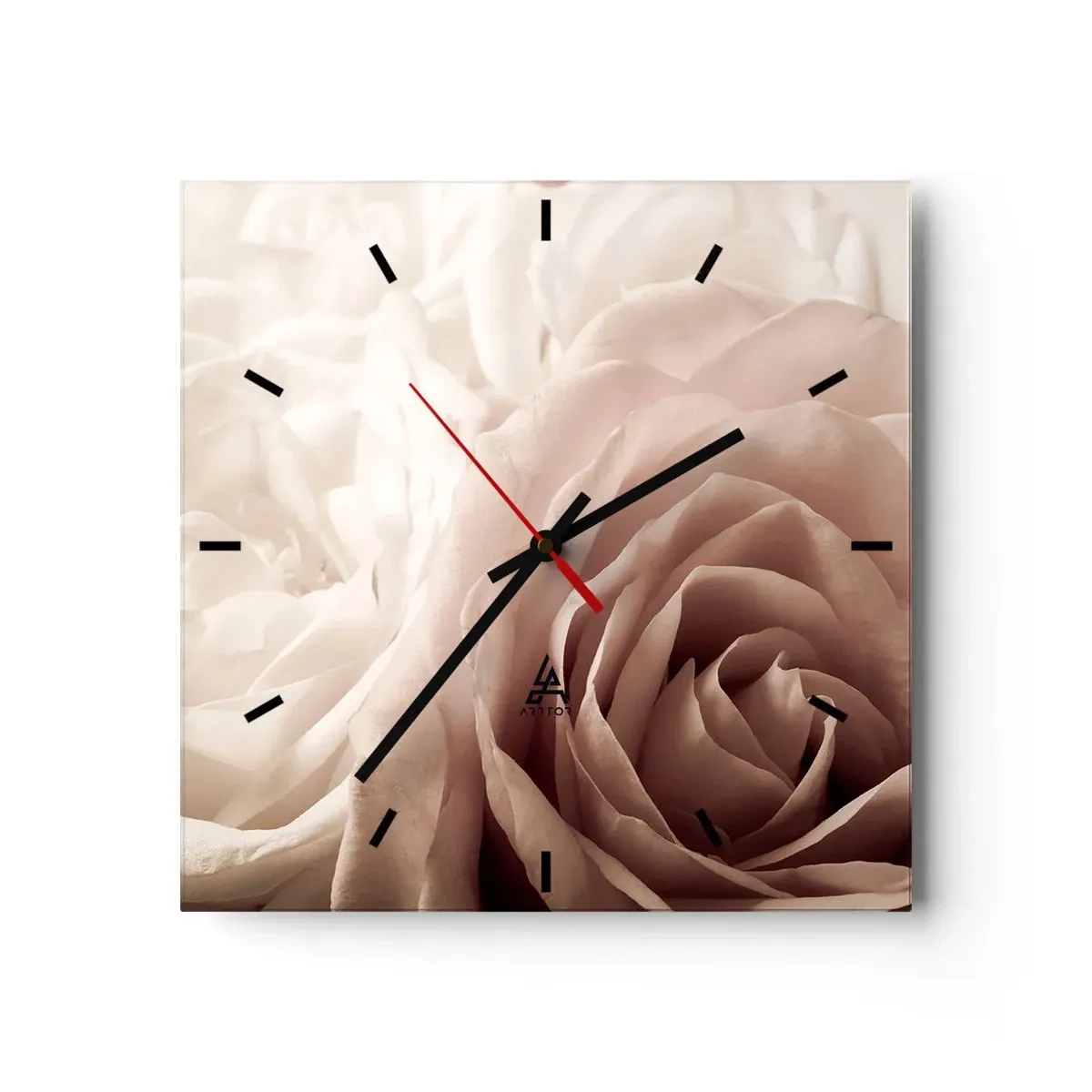 Wandklok - Klok - In het hart van een roos - 40x40 cm