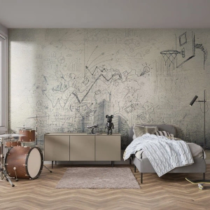 Fotobehang Standard Eco - Mijn geweldige stadsleven - Graffiti, Deel, Grafisch - 450x315 cm