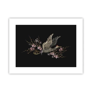 Poster - Exotische geborduurde vogel - 40x30 cm