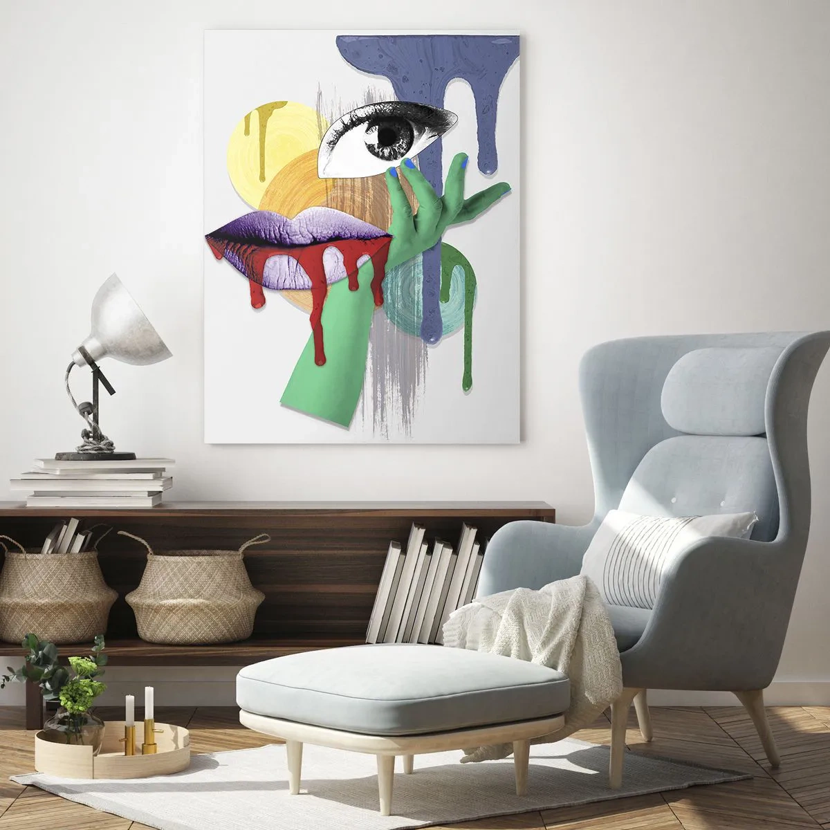 Schilderen op glas - Een gedeconstrueerd portret - 70x100 cm